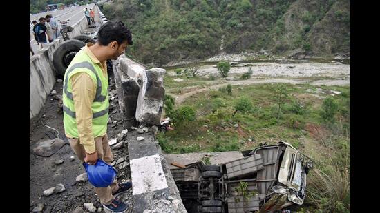 At the accident site in Jammu on Tuesday. (ANI)