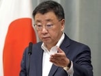 Japan’s Chief Cabinet Secretary Hirokazu Matsuno speaks at a press conference in Tokyo. 