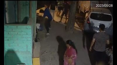 A screengrab from the CCTV footage of the incident, which has gone viral on social media. A screengrab from the CCTV footage of the incident, which has gone viral on social media.