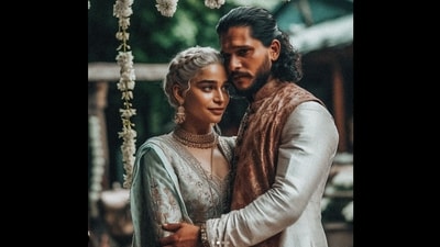 AI-generated picture show GoT’s Daenerys Targaryen, Jon Snow’s wedding in Kerala. (Instagram/@withgokul) AI-generated picture show GoT’s Daenerys Targaryen, Jon Snow’s wedding in Kerala. (Instagram/@withgokul)