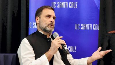 Congress leader Rahul Gandhi at an interaction at the University of California, Santa Cruz. (PTI)