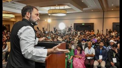 Congress leader Rahul Gandhi was heckled by a group of Khalistan supporters who raised slogans against him and briefly interrupted his speech during an event here in the US state of California. Congress leader Rahul Gandhi was heckled by a group of Khalistan supporters who raised slogans against him and briefly interrupted his speech during an event here in the US state of California.