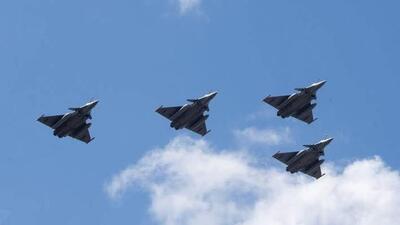 Four Rafale fighter jets took off from the Hasimara airbase in West Bengal (IAF Twitter) Four Rafale fighter jets took off from the Hasimara airbase in West Bengal (IAF Twitter)
