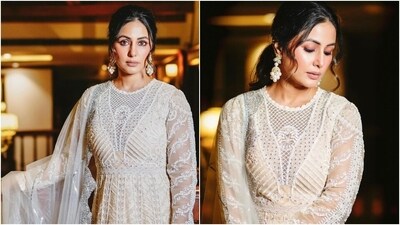 A centre-parted messy hairdo, subtle pink-hued eye shadow, rouged cheekbones, kohl-lined eyes, sleek eyeliner, feathered brows, nude mauve lip shade, a dewy base, and beaming highlighter gave the finishing touch to the traditional look. (Instagram) A centre-parted messy hairdo, subtle pink-hued eye shadow, rouged cheekbones, kohl-lined eyes, sleek eyeliner, feathered brows, nude mauve lip shade, a dewy base, and beaming highlighter gave the finishing touch to the traditional look. (Instagram)