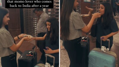 The image shows a woman welcoming her friend who returned to India after a year. (Instagram/@ritikarusia) The image shows a woman welcoming her friend who returned to India after a year. (Instagram/@ritikarusia)
