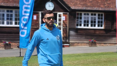 Virat Kohli at a practice session ahead of the World Test Championship final cricket match between India and Australia, in UK (PTI) Virat Kohli at a practice session ahead of the World Test Championship final cricket match between India and Australia, in UK (PTI)
