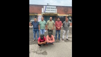 The accused in Panchkula police custody. (HT Photo) The accused in Panchkula police custody. (HT Photo)