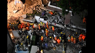The five-floor multi-storey Alaya residential apartment on Wazir Hasan road had collapsed on January 24 this year. (Deepak Gupta) The five-floor multi-storey Alaya residential apartment on Wazir Hasan road had collapsed on January 24 this year. (Deepak Gupta)