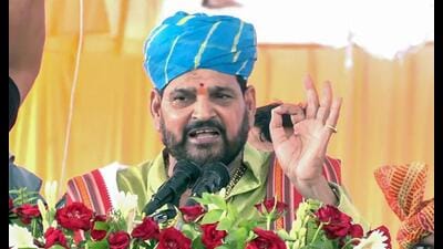 Wrestling Federation of India (WFI) chief and BJP MP Brij Bhushan Sharan Singh addresses a public meeting, in Barabanki on Wednesday. (ANI Photo) Wrestling Federation of India (WFI) chief and BJP MP Brij Bhushan Sharan Singh addresses a public meeting, in Barabanki on Wednesday. (ANI Photo)