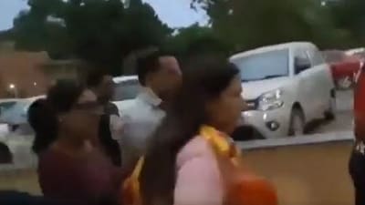 Union minister Meenakshi Lekhi was seen hurrying when she was asked to comment on the protesting wrestlers.