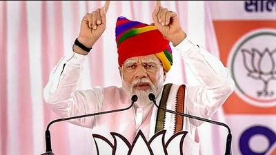 Prime Minister Narendra Modi speaks during a public meeting in Ajmer on Wednesday. (PTI) Prime Minister Narendra Modi speaks during a public meeting in Ajmer on Wednesday. (PTI)