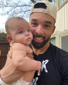 Bartise Bowden with his newborn son. (Instagram) Bartise Bowden with his newborn son. (Instagram)