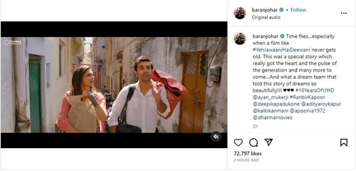 Karan Johar, who produced the film, also penned a note on Instagram.
