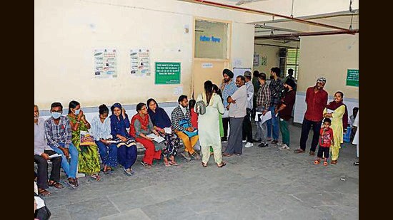 Ward helpers, staff nurses and technician assistants remained absent from the out-patient departments’ and wards. (Manish/HT Photo)
