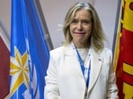 Argentina's Celeste Saulo poses after she was elected as Secretary-general of the World Meteorological Organization (WMO) in Geneva, Switzerland, Thursday. Argentina's Celeste Saulo poses after she was elected as Secretary-general of the World Meteorological Organization (WMO) in Geneva, Switzerland, Thursday.