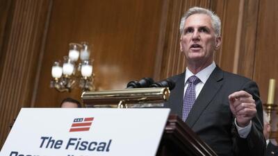 House Speaker Kevin McCarthy of Calif. along with other Republican members of the House, speaks at a news conference after the House passed the debt ceiling bill at the Capitol in Washington, Wednesday, May 31, 2023. (AP) House Speaker Kevin McCarthy of Calif. along with other Republican members of the House, speaks at a news conference after the House passed the debt ceiling bill at the Capitol in Washington, Wednesday, May 31, 2023. (AP)