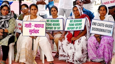 People participate in a protest against the death of 18 year old IIT-B student Darshan Solanki, organised by SFI and DYFI, in Mumbai. (PTI) People participate in a protest against the death of 18 year old IIT-B student Darshan Solanki, organised by SFI and DYFI, in Mumbai. (PTI)