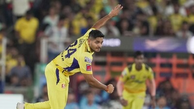 Tushar Deshpande bowls during the IPL 2023 cricket match between Gujarat Titans and Chennai Super Kings (PTI) Tushar Deshpande bowls during the IPL 2023 cricket match between Gujarat Titans and Chennai Super Kings (PTI)