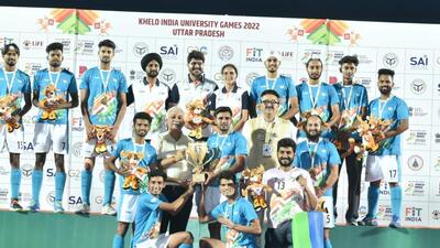 Punjabi University came from behind to defeat Guru Nanak Dev University (GNDU), Amritsar, in a thriller on penalties (3-2) after being locked in a 3-3 draw at the end of regulation time at the Khelo India University Games (HT Photo) Punjabi University came from behind to defeat Guru Nanak Dev University (GNDU), Amritsar, in a thriller on penalties (3-2) after being locked in a 3-3 draw at the end of regulation time at the Khelo India University Games (HT Photo)
