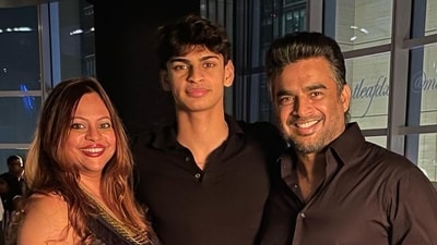 R Madhavan with his wife Sarita and son Vedaant. R Madhavan with his wife Sarita and son Vedaant.