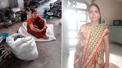 The image shows the mom whose son helped her quit a low-playing job. (Twitter/@heyAyuush)