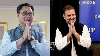 Kiren Rijiju (L) hit out at Rahul Gandhi's remarks in the US. (PTI) Kiren Rijiju (L) hit out at Rahul Gandhi's remarks in the US. (PTI)