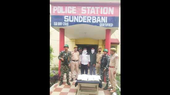 The arrested accused in the police custody on Thursday. (HT photo)