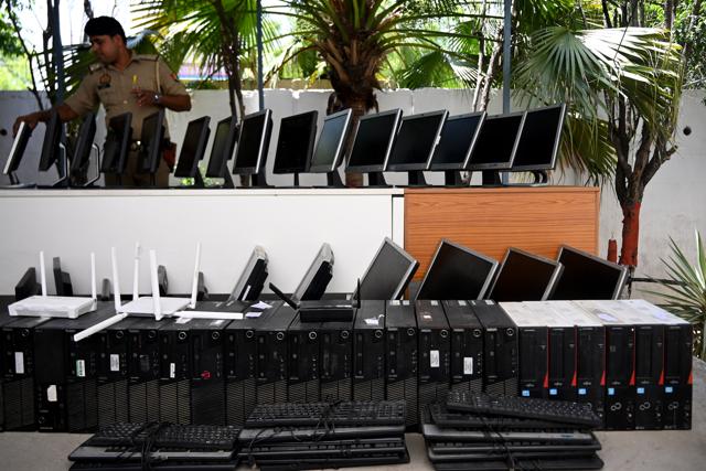 Equipment used by the suspects to run their operations has been seized by the police. (Sunil Ghosh/HT Photo) Equipment used by the suspects to run their operations has been seized by the police. (Sunil Ghosh/HT Photo)