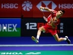 India's Lakshya Sen in action(Action Images via Reuters)