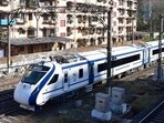 A view of the Vande Bharat Express train passing through Currey Road station. A view of the Vande Bharat Express train passing through Currey Road station.