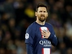 Soccer Football - Ligue 1 - Paris St Germain v Ajaccio - Parc des Princes, Paris, France - May 13, 2023 Paris St Germain's Lionel Messi reacts.
