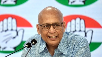 Congress Spokesperson Abhishek Singhvi addresses a press conference, at the party headquarters, in New Delhi on Friday. (ANI) Congress Spokesperson Abhishek Singhvi addresses a press conference, at the party headquarters, in New Delhi on Friday. (ANI)