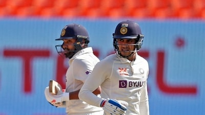 India's Rohit Sharma (L) and Shubman Gill in action (REUTERS)