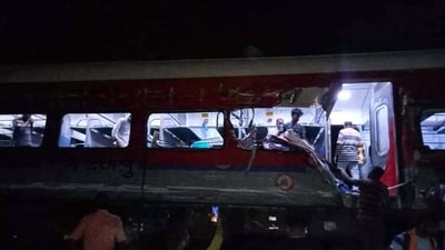 Around 10-12 coaches of the Chennai-bound Coromandel Express derailed when it collided with a goods train and fell on an adjacent track near Balasore. Another train from Yeswanthpur to Howrah then collided into the deralied coaches of the Coromandel Express. The incident took place around 7pm. (File Photo) Around 10-12 coaches of the Chennai-bound Coromandel Express derailed when it collided with a goods train and fell on an adjacent track near Balasore. Another train from Yeswanthpur to Howrah then collided into the deralied coaches of the Coromandel Express. The incident took place around 7pm. (File Photo)