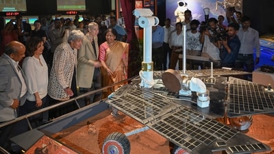 The replica of NASA's Mars Rover Opportunity at the Visvesvaraya Industrial and Technological Museum in Bengaluru on June 1, 2023. (Photo by Manjunath KIRAN / AFP) (AFP) The replica of NASA's Mars Rover Opportunity at the Visvesvaraya Industrial and Technological Museum in Bengaluru on June 1, 2023. (Photo by Manjunath KIRAN / AFP) (AFP)
