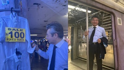 Japanese ambassador exploring Mumbai. (Twitter/@HiroSuzukiAmbJP)