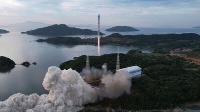 Chollima-1 rocket carrying the Malligyong-1 satellite at the Sohae Satellite Launching Ground Wednesday. (AP) Chollima-1 rocket carrying the Malligyong-1 satellite at the Sohae Satellite Launching Ground Wednesday. (AP)