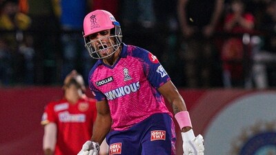 Rajasthan Royals batter Dhruv Jurel celebrates after winning the IPL 2023 cricket match against Punjab Kings (PTI) Rajasthan Royals batter Dhruv Jurel celebrates after winning the IPL 2023 cricket match against Punjab Kings (PTI)