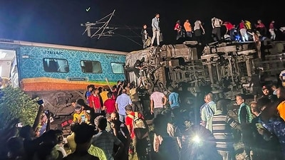 Rescue operation being conducted after four coaches of the Coromandel Express derailed after a head-on collision with a goods train, in Balasore district, Friday evening, June 2, 2023, (PTI) Rescue operation being conducted after four coaches of the Coromandel Express derailed after a head-on collision with a goods train, in Balasore district, Friday evening, June 2, 2023, (PTI)
