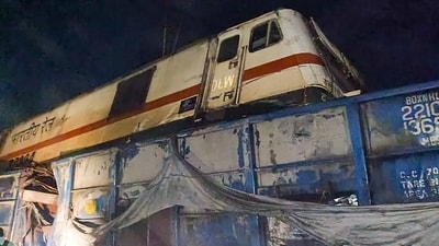Balasore: The Coromandel Express after it derailed following a head-on collision with a goods train in which at least 350 passengers were injured and 50 others were feared dead, in Balasore district, Friday. (PTI)