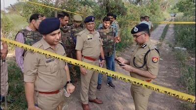 Police at the site where Monu was killed in Ghaziabad on Friday. (PTI)