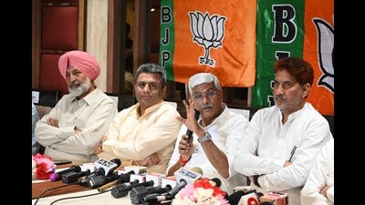 Shekhawat avoided answering questions on protesting wrestlers, adding that the matter is sub-judice. (HT Photo)