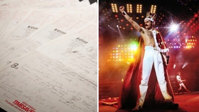 The image shows a draft of Bohemian Rhapsody by Freddie Mercury. (Sothebys) The image shows a draft of Bohemian Rhapsody by Freddie Mercury. (Sothebys)