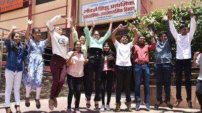 Students celebrate at Modern High School. (HT PHOTO) Students celebrate at Modern High School. (HT PHOTO)