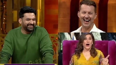 Brett Lee and Chris Gayle at The Kapil Sharma Show. Brett Lee and Chris Gayle at The Kapil Sharma Show.
