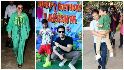 Rani Mukerji and Taimur at Tusshar Kapoor's son Laksshya's birthday bash. (Varinder Chawla) Rani Mukerji and Taimur at Tusshar Kapoor's son Laksshya's birthday bash. (Varinder Chawla)