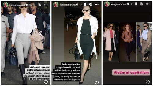 Kangana Ranaut shared posts on her airport looks. Kangana Ranaut shared posts on her airport looks.