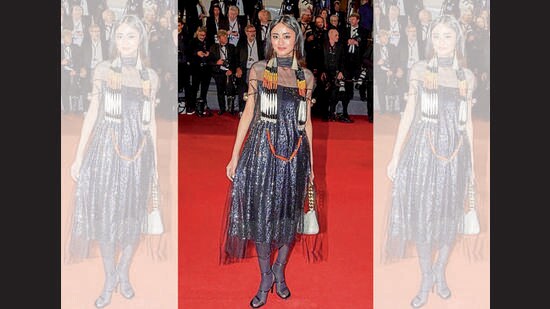 Kevichüsa wore traditional Naga jewellery on the Cannes red carpet in May.