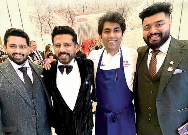 Tresind Studio by Bhupender Nath (second from left) and Himanshu Saini (second from right) is one of three Dubai restaurants to get two stars. Tresind Studio by Bhupender Nath (second from left) and Himanshu Saini (second from right) is one of three Dubai restaurants to get two stars.