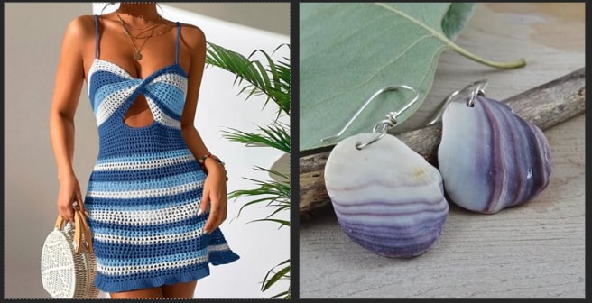 It’s an easy look to pull together. (Above) Dress by Missrubi and shell earrings by AnnieRandlett. It’s an easy look to pull together. (Above) Dress by Missrubi and shell earrings by AnnieRandlett.
